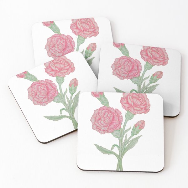 Item preview, Hand Drawn Pink Carnations Botanical Art | Colored Pencil Floral Illustration designed and sold by calmcolourprint.