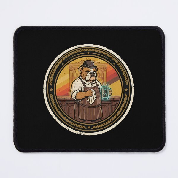 Item preview, Retro Saloon Bartender Bulldog Vintage Badge designed and sold by DuckOddity.