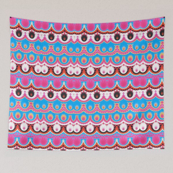 Item preview, FIESTA ANDALE! MANDALA NEO DAISY CHAIN Cornflower Pink Red Black Psychedelic Groovy Party SACRED GEOMETRY MATH Fun College Dorm Decor designed and sold by Spinning Plates 360.