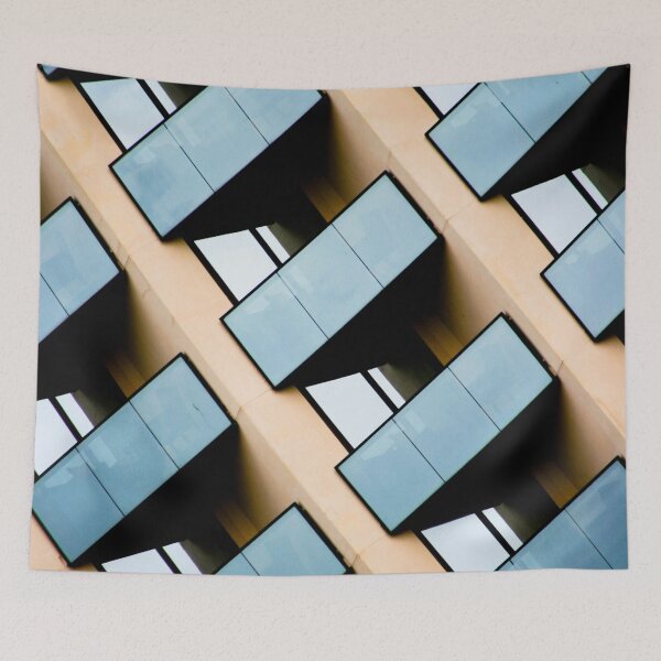 Item preview, Blue and Beige Geometric Building Architecture designed and sold by Hena Tayeb.