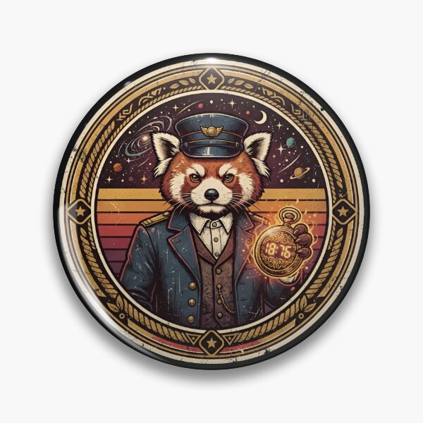 Item preview, Retro Time Conductor Red Panda Vintage Badge designed and sold by DuckOddity.