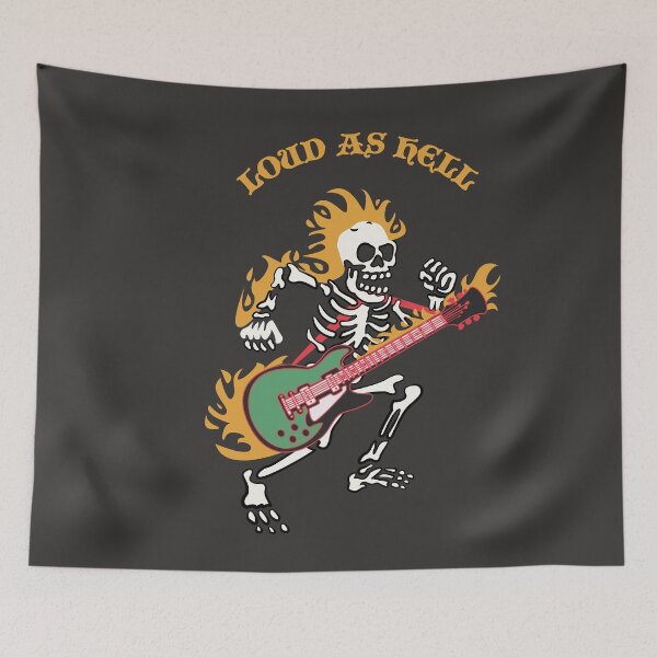 Item preview, Punk Rock Skull Playing Guitar Illustration designed and sold by beboplab.