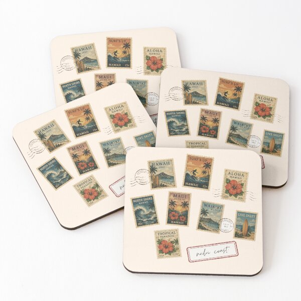 Item preview, Hawaii Surf Postage Stamps | Vintage Tropical Beach Collection | Nalu Coast designed and sold by Nalu Coast.