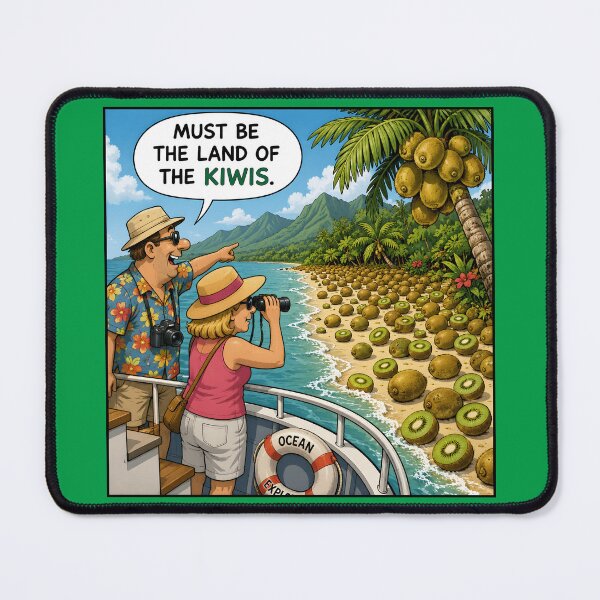 Item preview, Land of the Kiwis Funny Kiwi Fruit Tourist Pun designed and sold by Hornace88studio.