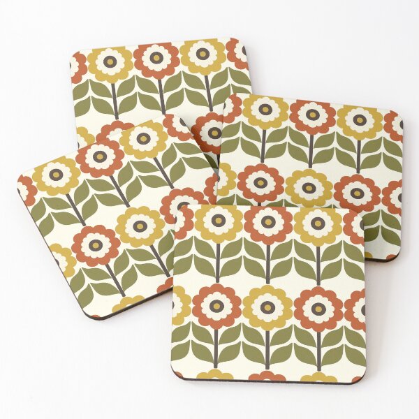 Item preview, Mid Century Modern Orange and Mustard Yellow Flowers designed and sold by The boys.