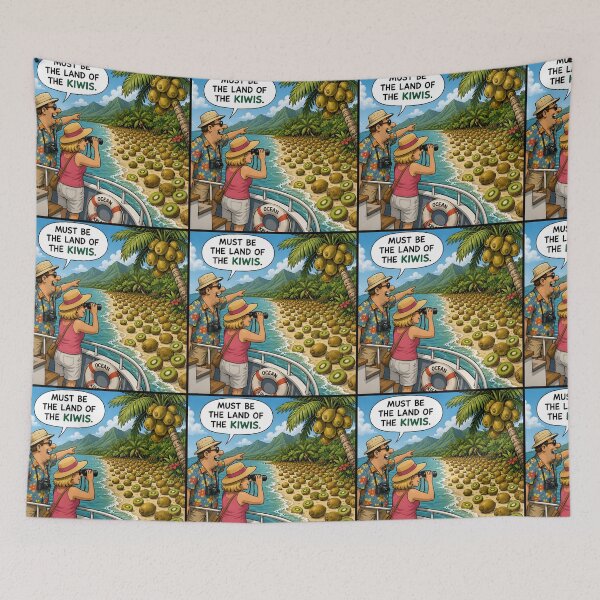 Item preview, Land of the Kiwis Funny Kiwi Fruit Tourist Pun designed and sold by Hornace88studio.