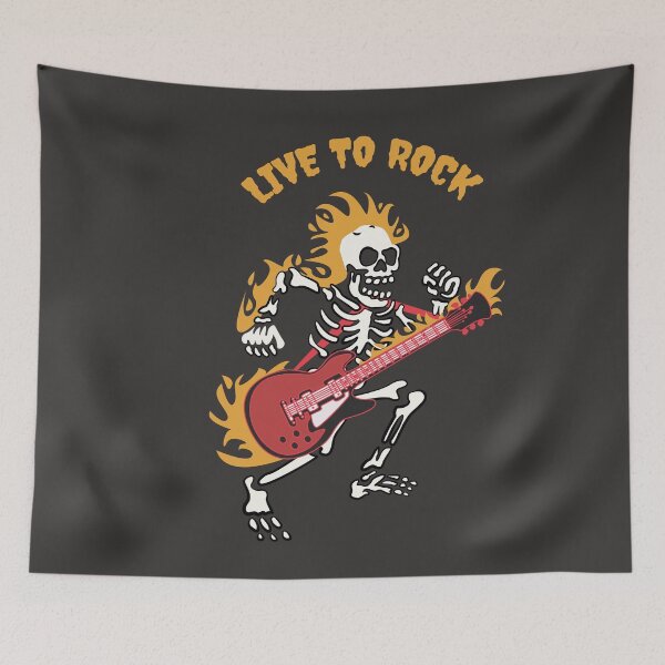 Item preview, Acdc Skull Playing Guitar Illustration designed and sold by beboplab.