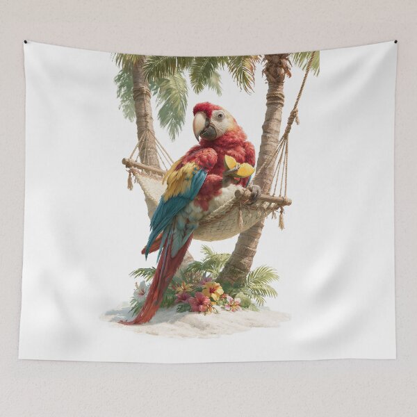 Item preview, Tropical Macaw Relaxing in a Hammock designed and sold by Helenaphotoart.
