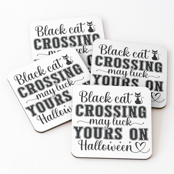 Item preview, Black Cat Crossing May Luck Yours On Halloween - Retro Autumn Halloween Vibes Quotes Spooky USA Season Apparel Art designed and sold by FuzionRaptor.