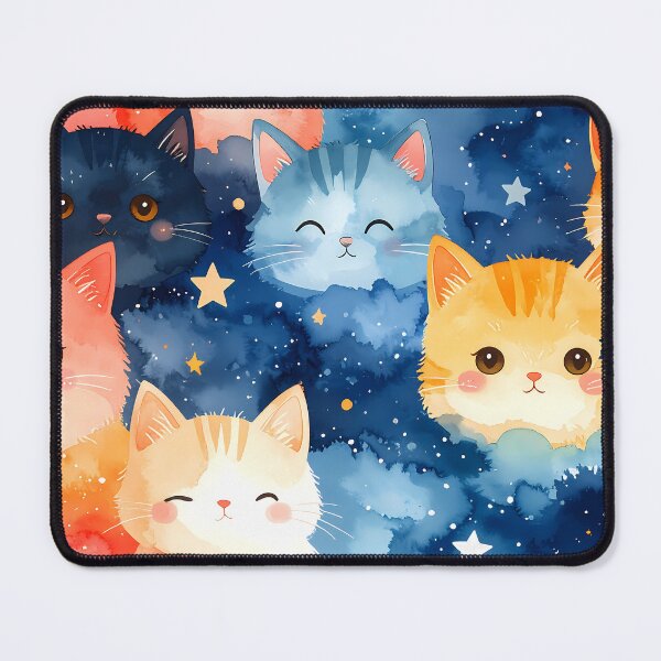 Item preview, Cute Watercolor Cats in Galaxy Clouds designed and sold by BetweenForms.