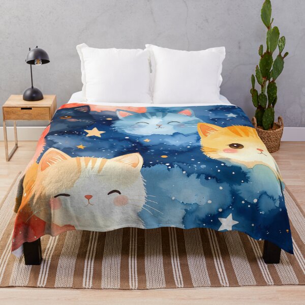 Item preview, Cute Watercolor Cats in Galaxy Clouds designed and sold by BetweenForms.