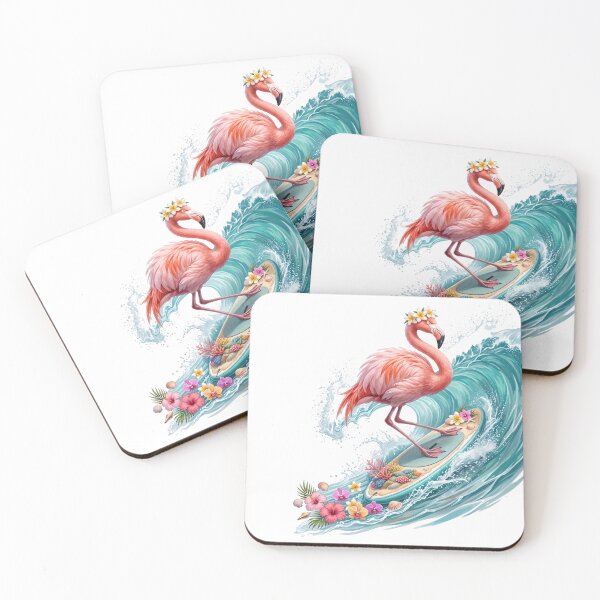 Item preview, Surfing Flamingo on a Tropical Wave designed and sold by Helenaphotoart.