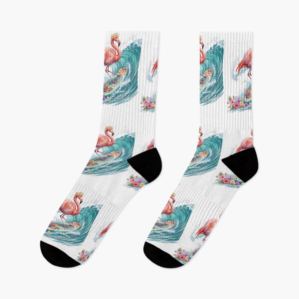 Item preview, Surfing Flamingo on a Tropical Wave designed and sold by Helenaphotoart.