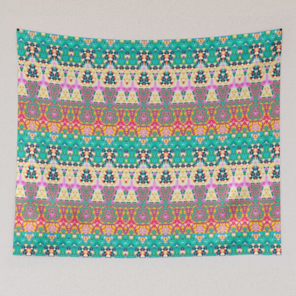 Item preview, SIESTA INTO EVENING ~ MANDALA NEO DAISY CHAIN Guacamole Pink Psychedelic Groovy SACRED GEOMETRY MATH Fun College Dorm Decor designed and sold by Spinning Plates 360.