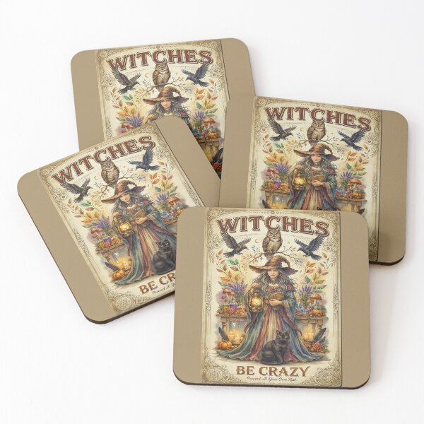 Item preview, Vintage Witches Be Crazy Halloween Art  designed and sold by Cute & Sassy Custom Gifting Boutiques.