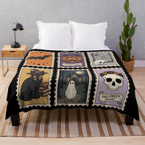 Item preview, Vintage Halloween Postage Stamps Spooky Vibes designed and sold by gillaarts.