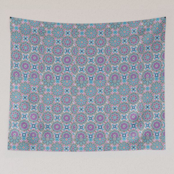 Item preview, FLOWERS IN-COG-NEATO! MANDALA NEO DAISY CHAIN Cornflower Pink Lavender Purple Gray Goth Psychedelic Groovy Party SACRED GEOMETRY MATH Fun College Dorm Decor designed and sold by Spinning Plates 360.