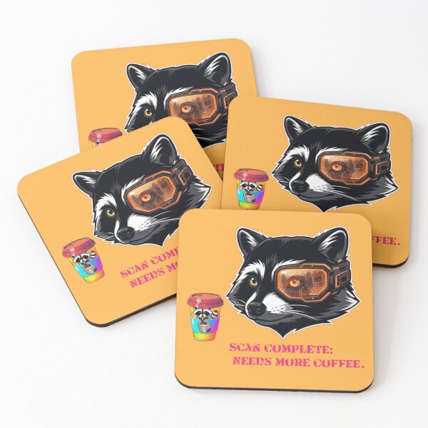 Item preview, Cyberpunk Raccoon Wearing Sci-Fi Eyepatch with Coffee Cup | Funny "Scan Complete: Needs More Coffee" T-Shirt Design designed and sold by BLUESKY11a.