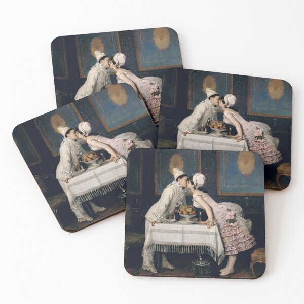 Item preview, The Kiss - Auguste Toulmouche - Romantic Victorian Wall Art + Vintage Oil Painting + Lovers Kissing + Classic Art Collectors designed and sold by RickE.