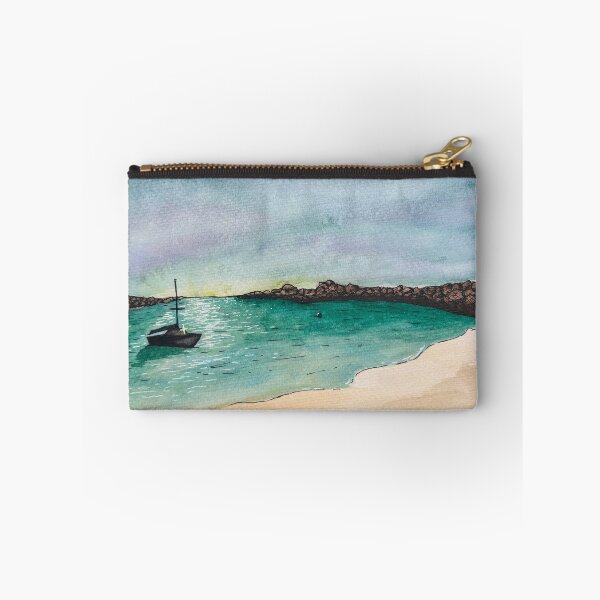 Item preview, Cape Cod Sailboat at Dusk Watercolor Cove Beach Landscape designed and sold by Bonnie Kittle.