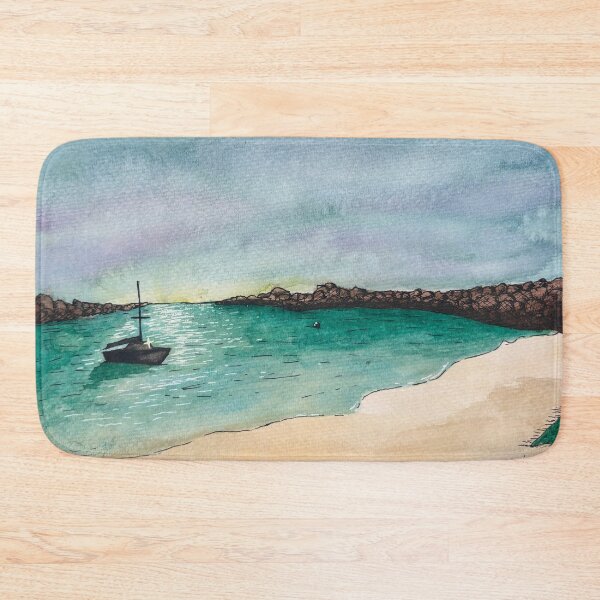 Item preview, Cape Cod Sailboat at Dusk Watercolor Cove Beach Landscape designed and sold by Bonnie Kittle.