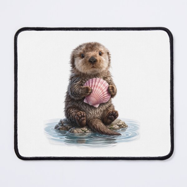 Item preview, Cute Sea Otter with Pink Seashell designed and sold by Helenaphotoart.