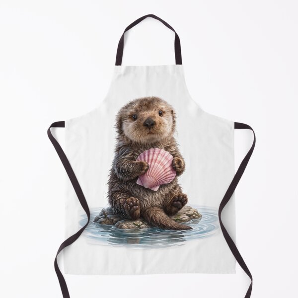 Item preview, Cute Sea Otter with Pink Seashell designed and sold by Helenaphotoart.