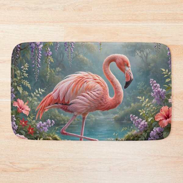 Item preview, Whimsical Pink Flamingo In Tropical Bloom designed and sold by Pure Craft.