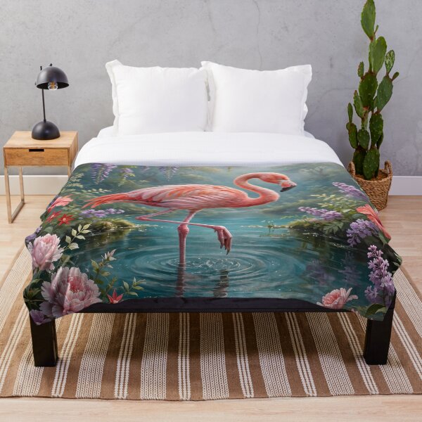 Item preview, Whimsical Pink Flamingo In Tropical Bloom designed and sold by Pure Craft.