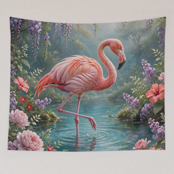 Item preview, Whimsical Pink Flamingo In Tropical Bloom designed and sold by Pure Craft.