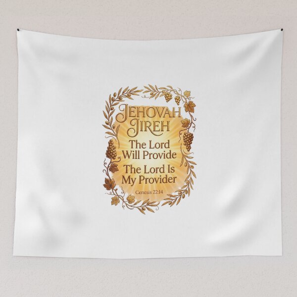 Item preview, Jehovah Jireh Gold Vineyard Wreath Inspirational Bible Verse Genesis 22:14, designed and sold by KINGDOM GOLD STUDIO.