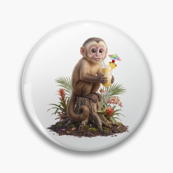 Item preview, Cute Monkey with Tropical Drink designed and sold by Helenaphotoart.