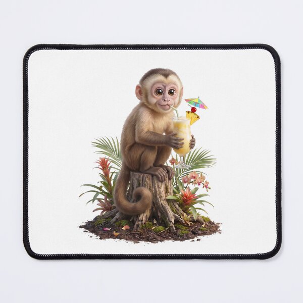 Item preview, Cute Monkey with Tropical Drink designed and sold by Helenaphotoart.