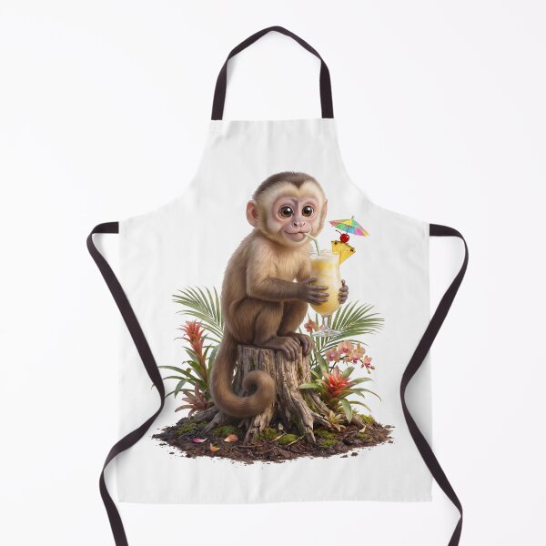 Item preview, Cute Monkey with Tropical Drink designed and sold by Helenaphotoart.