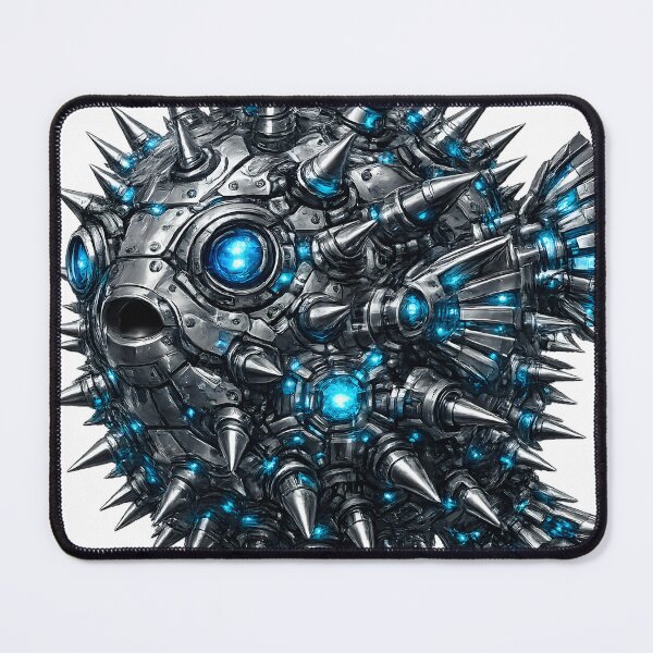 Item preview, Steel Pufferfish – Cybernetic Defense Sphere | Premium Mech Ocean Art designed and sold by SteelCoat Studio.
