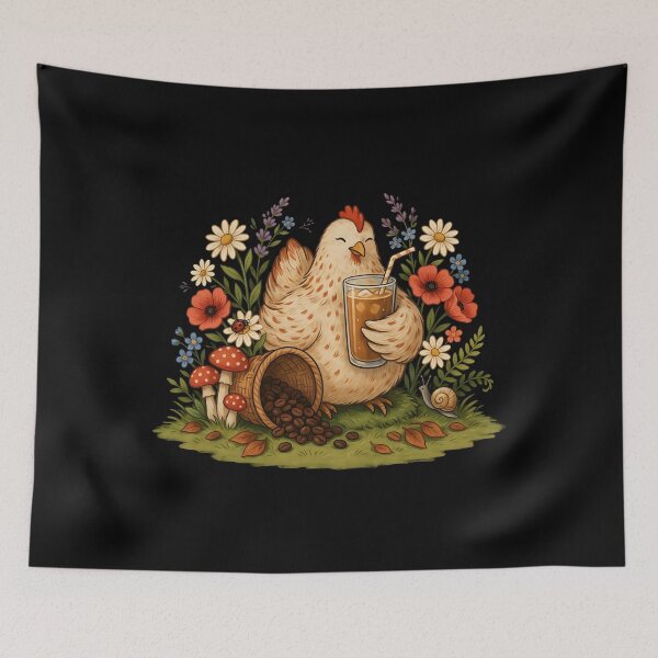 Item preview, Iced Coffee Hen Retro Funny Chicken for Coffee Lovers designed and sold by Redgiant87x.