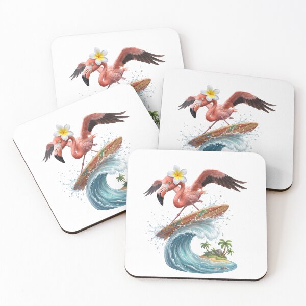 Item preview, Tropical Flamingo Surfing a Wave designed and sold by Helenaphotoart.