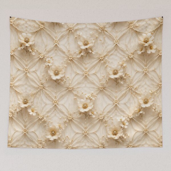 Item preview, Elegant Beige Pearl Geometric Floral Lattice designed and sold by IntelliMindDesigns.