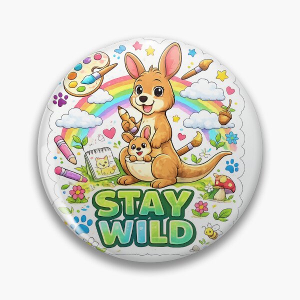 Item preview, Cute Kangaroo Mom and Baby Stay Wild Rainbow Art designed and sold by JolususaStore.