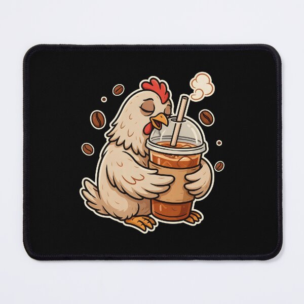 Item preview, Iced Coffee Hen Whimsical Coffee Lovers with Funny Rooster designed and sold by Redgiant87x.