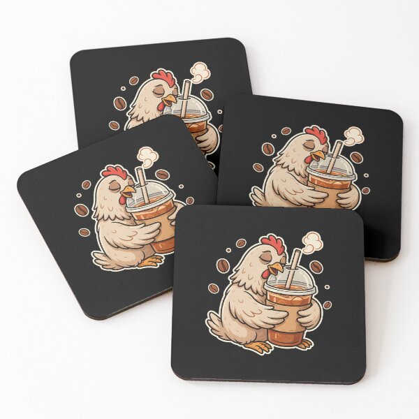 Item preview, Iced Coffee Hen Whimsical Coffee Lovers with Funny Rooster designed and sold by Redgiant87x.