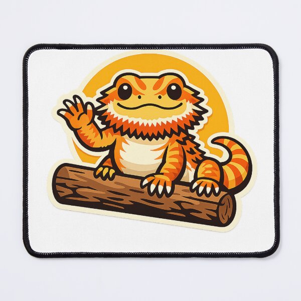 Item preview, Bearded Dragon Waving Hello Beardie on a Log designed and sold by eignvalue.