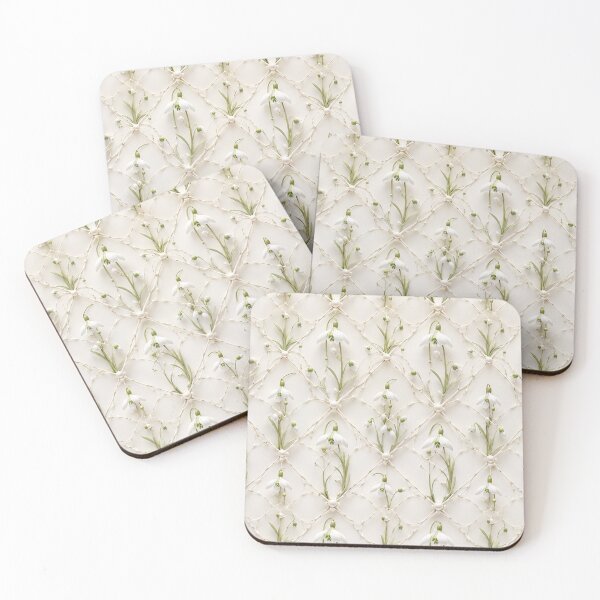 Item preview, White Snowdrop Geometric Floral Seamless designed and sold by IntelliMindDesigns.