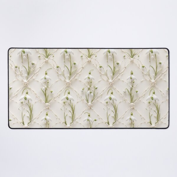 Item preview, White Snowdrop Geometric Floral Seamless designed and sold by IntelliMindDesigns.