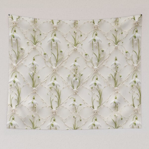 Item preview, White Snowdrop Geometric Floral Seamless designed and sold by IntelliMindDesigns.