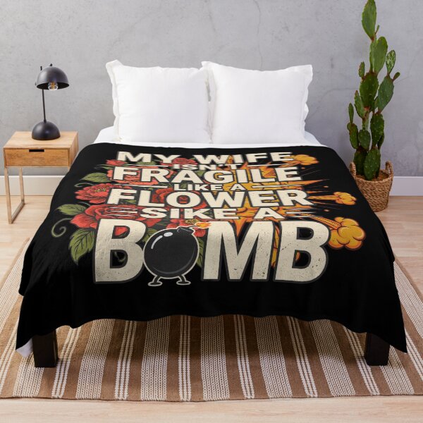 Item preview, My Wife Isn't Fragile Like A Flower She's Like A Bomb Funny Husband Shirt designed and sold by NettyDesign.