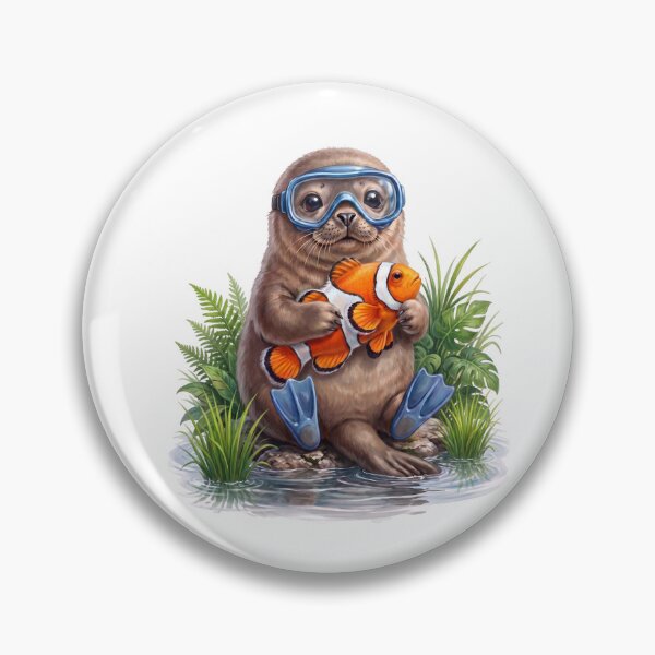 Item preview, Sea Otter Scuba Diver with Clownfish designed and sold by Helenaphotoart.