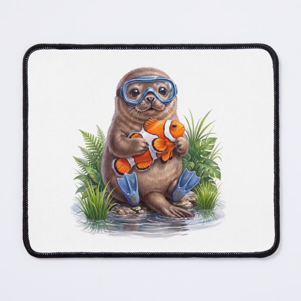 Item preview, Sea Otter Scuba Diver with Clownfish designed and sold by Helenaphotoart.