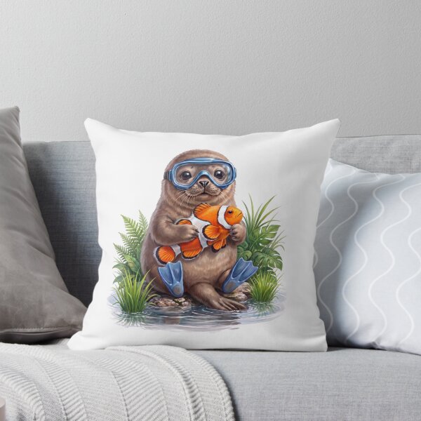 Item preview, Sea Otter Scuba Diver with Clownfish designed and sold by Helenaphotoart.