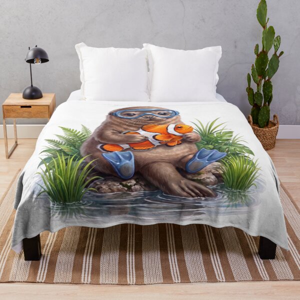 Item preview, Sea Otter Scuba Diver with Clownfish designed and sold by Helenaphotoart.